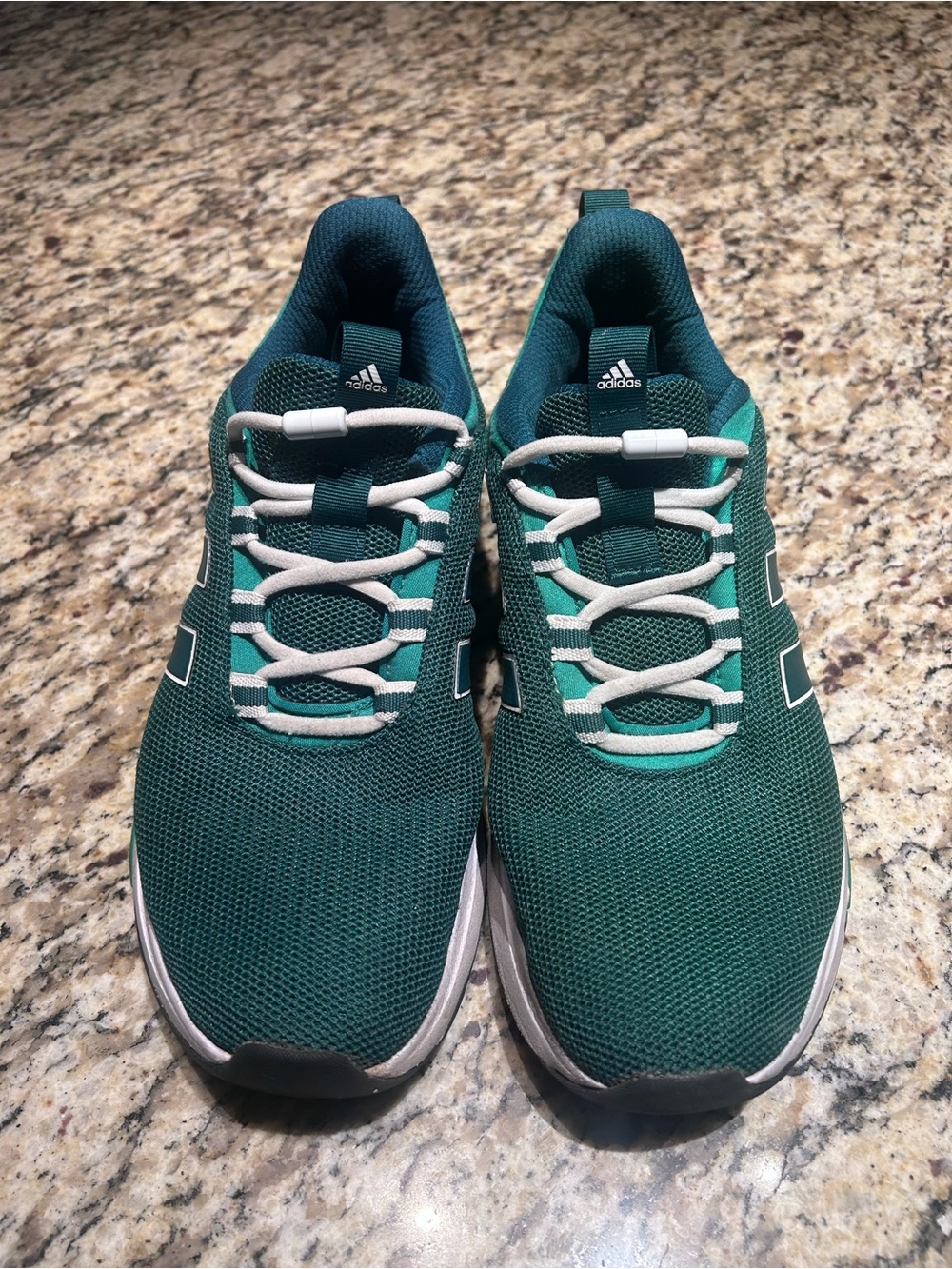 Adidas Green Cloudfoam Mesh Athletic Sneakers with White Laces